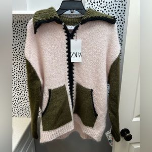 Zara oversized zip up wool sweater